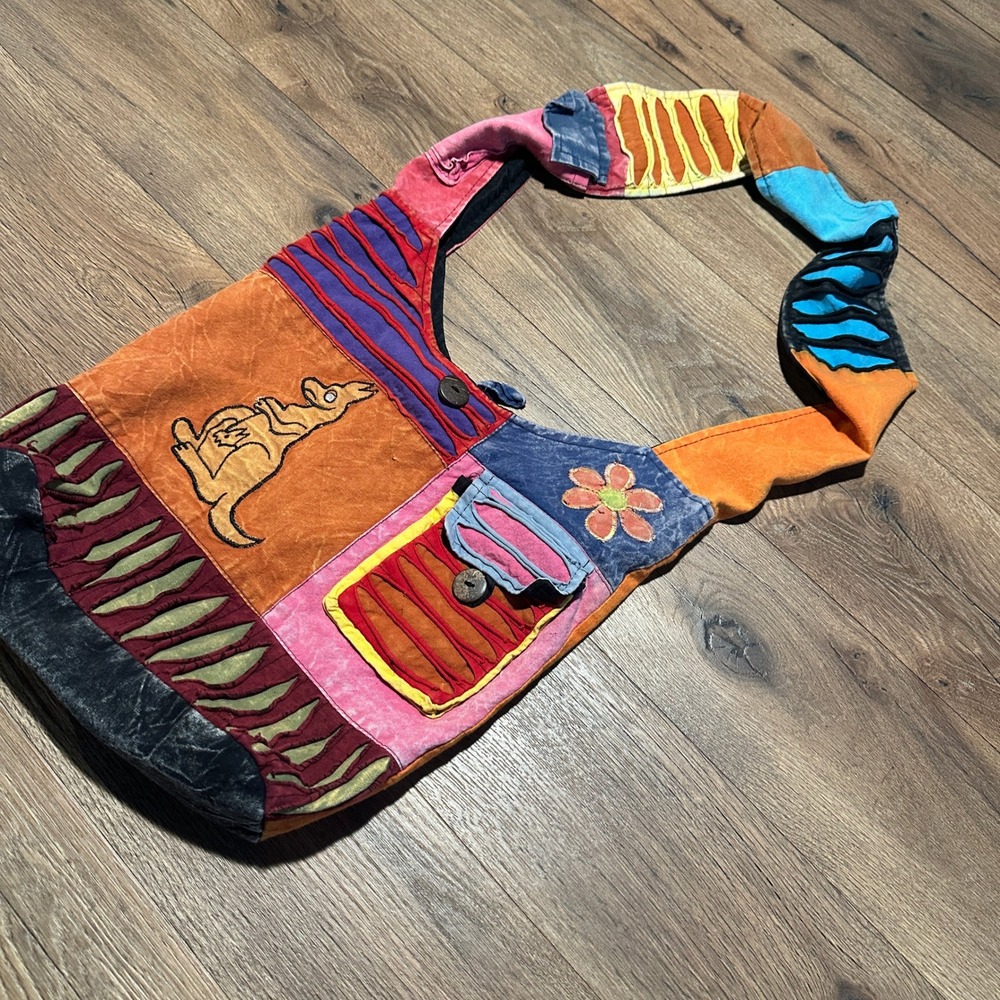 Y2K Unbranded Multicolor Patchwork Kangaroo Hobo Bag Women OS